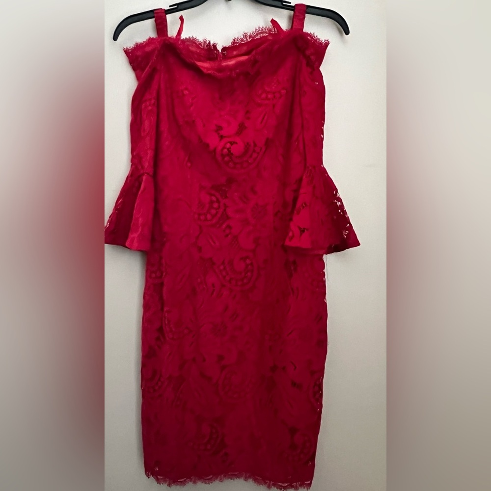 Adrianna Papell Red Lace off Shoulder Dress size 4